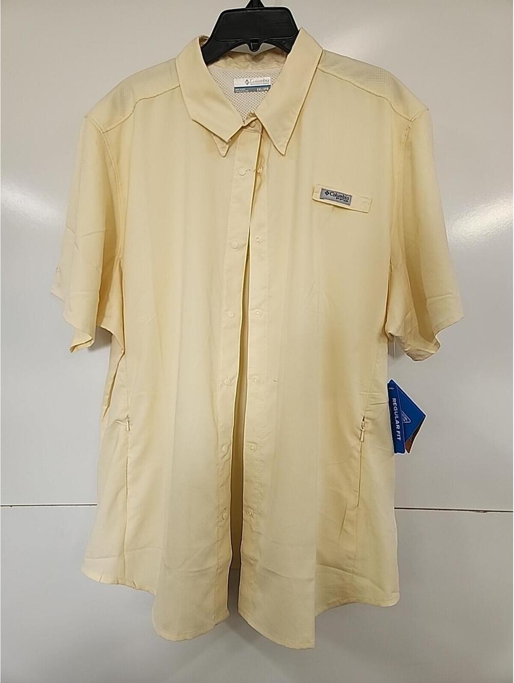 Columbia Women's PFG Tamiami II Short Sleeve Shirt XXL Yellow Pockets Fishing
